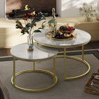 Otterease Nesting Tables Set of 2, 31.5" Round Coffee Table, Small Nesting by Otterease