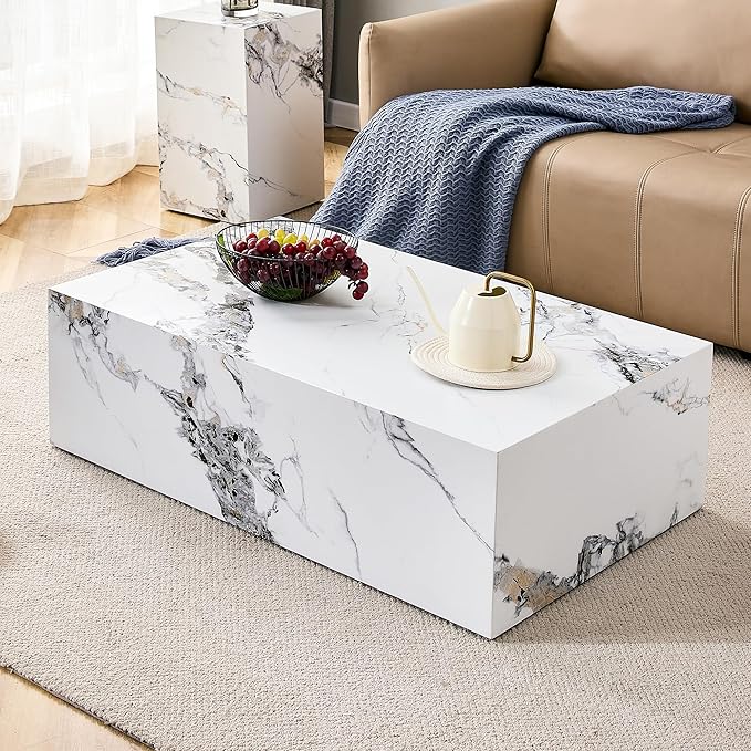 39.3'' Marble Coffee Table by KTRolster