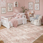 Soalmost 6x9 Area Rug for Living Room Washable Rugs Non-Slip Pink | Low-Pile - Image 3