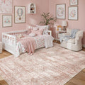 Soalmost 5x7 Area Rugs Pink Low Pile Washable Trendy Faded Style Rug | Vintage by Soalmost