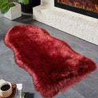 AMTOVO Faux Fur Rug, Burgundy Area Rug, Fluffy Sheepskin Rug, Fuzzy Ultra Soft - Image 5