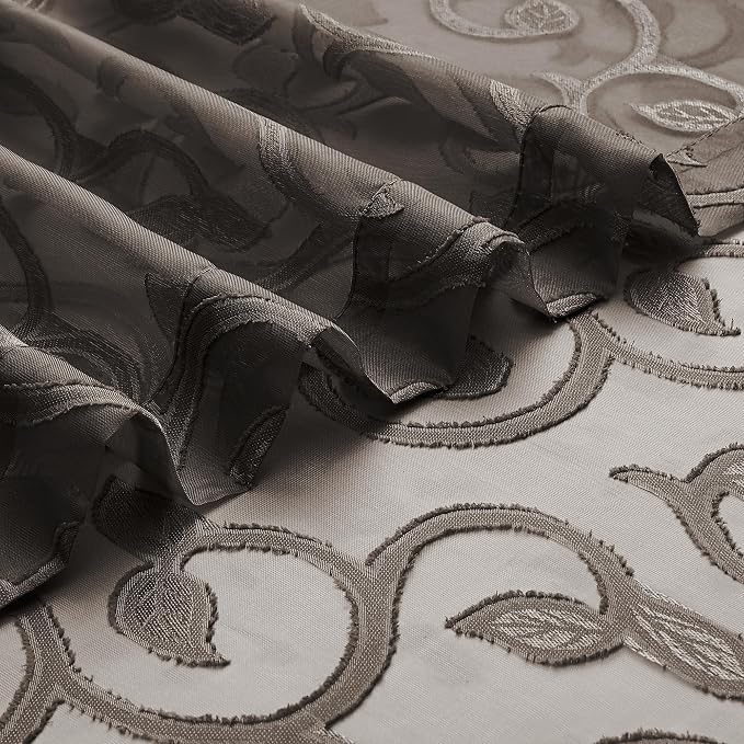 Furman Cafe Curtains 30 Inch Length 2 Panels Set, Elegant Geometric Jacquard - Image 8
