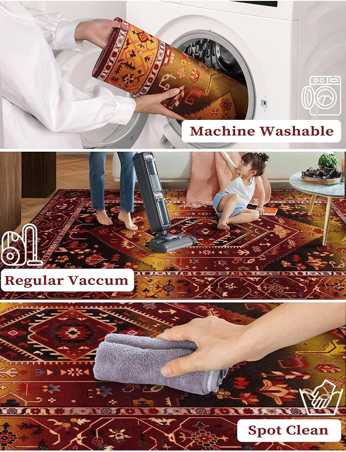 SERISSA 2'6"x8' Washable Non Slip Boho Runner Rug - Image 3