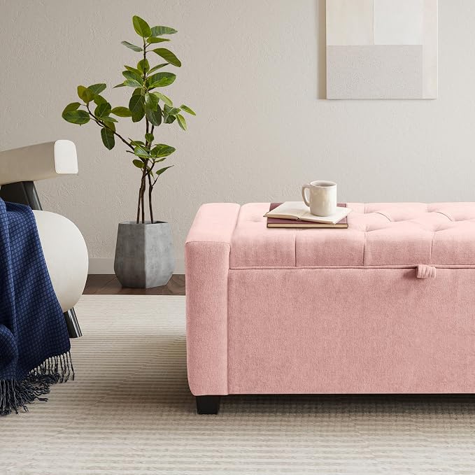 GRAINELL Storage Ottoman Bench, Upholstered Tufted Bedroom Bench - Image 4