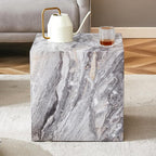 16'' Cube Coffee Table with Marble Stone Pattern, Square No Assembly End Table - Image 4