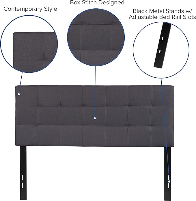 Flash Furniture Bedford Tufted Upholstered Full Size Headboard in Dark Gray - Image 5