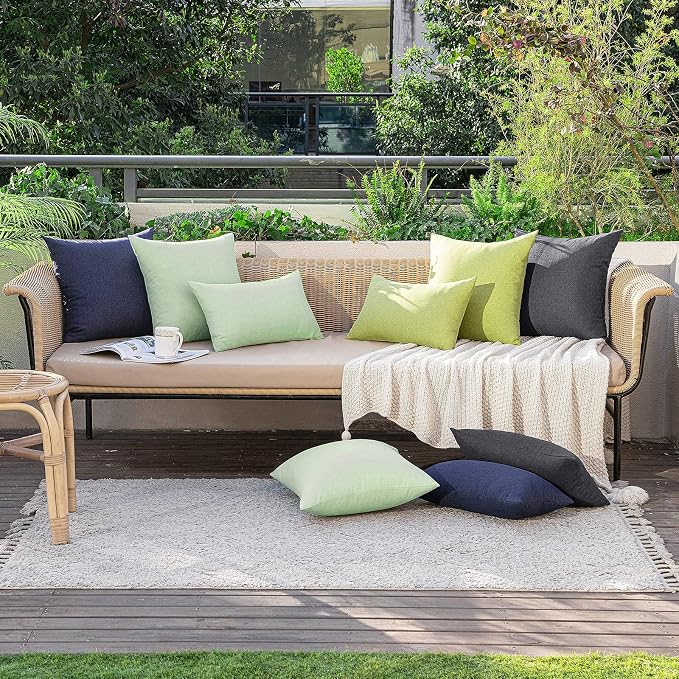 MIULEE Pack of 2 Decorative Outdoor Solid Waterproof Throw Pillow Covers Faux - Image 5