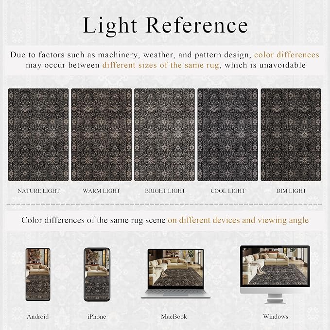 Schweek 9x12 Washable Area Rug Vintage Dark Rugs - Image 6