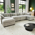 146" Cloud Couch Sectional, U Shaped Modular Sectional Sofa, 4-Seat Deep Seat by Hanherry