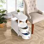 Narrow End Side Table with 2 Storage Drawers Set of 2, Retro Vintage Slim Sofa - Image 2