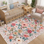 DUKINO 5x8 Area Rug for Bedroom, Soft Floral Washable Rug Non Slip, - Image 3