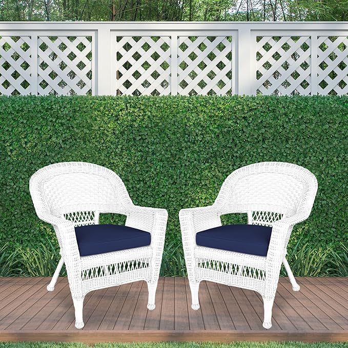 Jeco Wicker Chair with Blue Cushion - Image 4