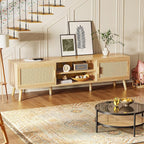 SUPERJARE Boho TV Stand for 75 Inch TV, Entertainment Center - Image 5