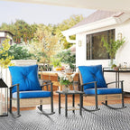 Outsunny 3 Pieces Rocking Wicker Outdoor Bistro Set, Rattan Patio Furniture Set - Image 9
