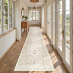 Kitchen Runner Rug Non Slip Washable Rugs 2.5x10, Cream/Beige | Soft Ultra-Thin - Image 3