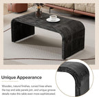 Minimalist Coffee Table with Curved Art Deco Design, Wood Rectangle Center Table - Image 6