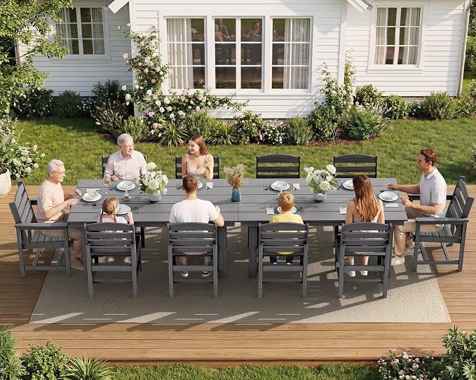 SERWALL Patio Dining Sets for 6 Person, HDPE Dining Set - Image 9