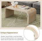 Minimalist Coffee Table with Curved Art Deco Design, Wood Rectangle Center Table - Image 7