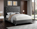 Meridian Furniture Cruz Collection Modern | Contemporary Velvet Upholstered Bed - Image 2