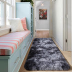 Runner Rugs for Bedroom Living Room, Fluffy Tie-Dyed Dark Grey 2x6 Area Rug | - Image 7