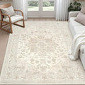 5x7 Area Rugs Living Room: Bedroom Washable Carpet Beige White | Vintage Boho by Luxturiy