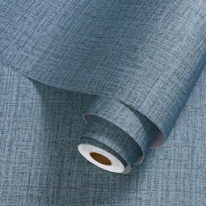 Blue Grasscloth Wallpaper Peel and Stick 472inch Textured Linen Contact Paper - Image 2