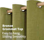 YoungsTex Green Linen Curtains 45 Inches Length, Short Window Drapes Light - Image 4