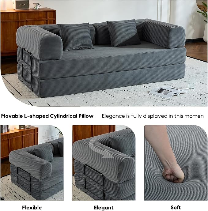 ZEIINPA Comfy Convertible Folding Mattress Couch, Floor Sofa Bed - Image 5