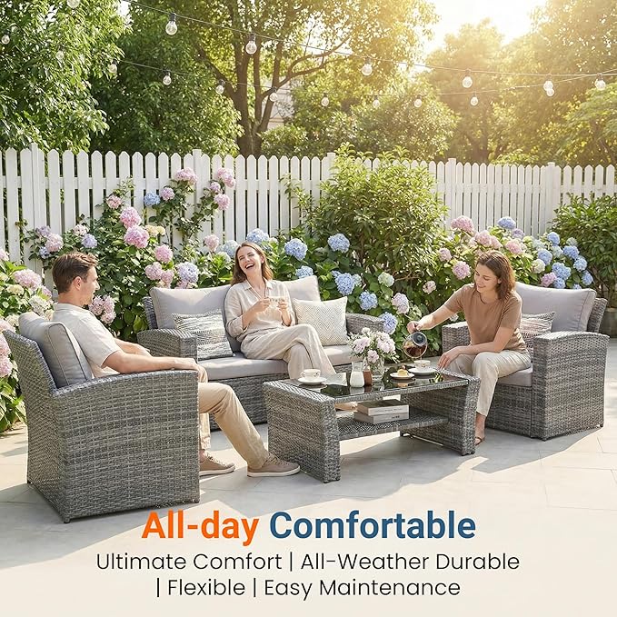 Wisteria Lane Patio Furniture Set, Wicker Outside Outdoor Furniture - Image 3