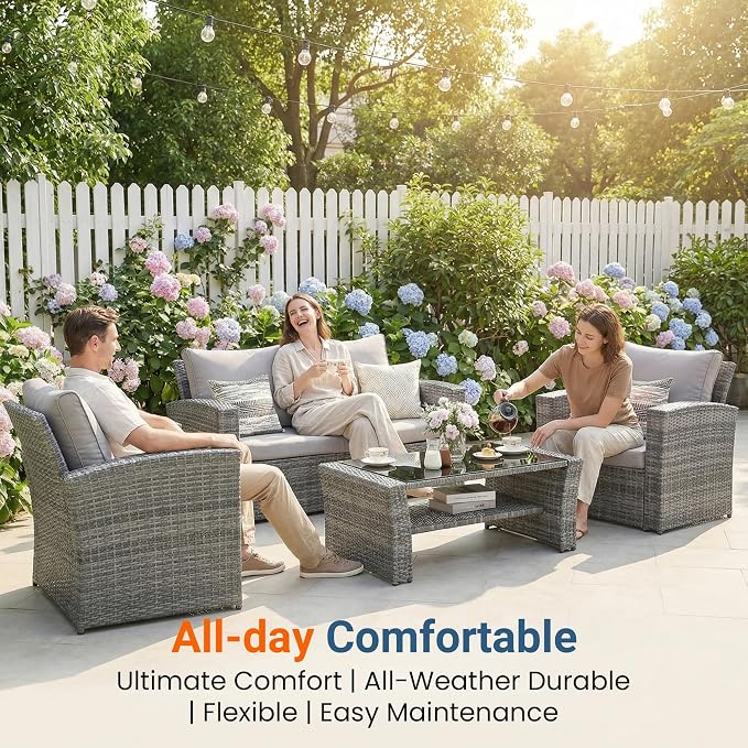 Wisteria Lane Patio Furniture Set, Wicker Outside Outdoor Furniture - Image 3