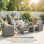 Wisteria Lane Patio Furniture Set, 5 Pieces Wicker Outdoor Furniture - Image 2