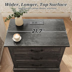 Huuger Nightstand with Charging Station, 3 Drawer Night Stand Set of 2 - Image 7