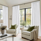 Snow White Pleated Linen 100% Blackout Curtains 100 Inches Long | Pinch Pleat - Image 9