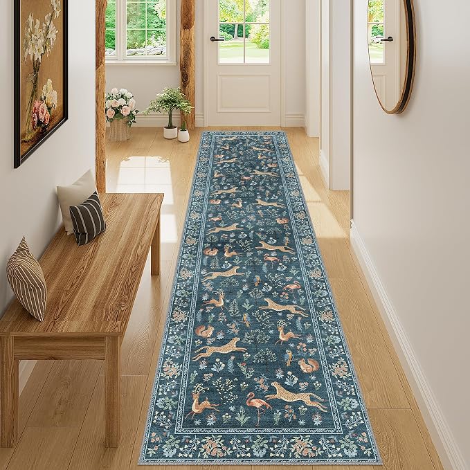 DUKINO 2x8 Washable Runner Rug, Non Slip Animal Kitchen Runner Rug, Low Pile - Image 5