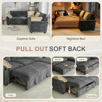 Hanherry Sectional Couch with Pull Out Sofa Bed, Chenille Sleeper Sofa with 2 - Image 5
