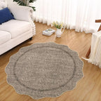GarveeHome Scalloped Washable Round Rugs, Non-Slip Soft Round Rug 4ft Brown | - Image 6