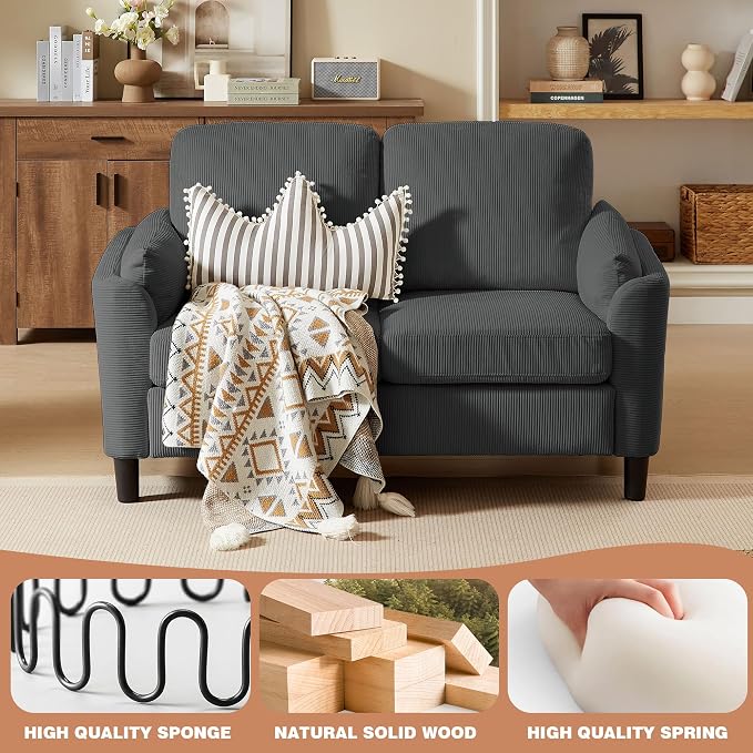 4 Piece Modern Corduroy Sofa Set, L-Shaped Sectional Couch - Image 5