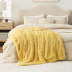 Bedsure GentleSoft Fuzzy Sherpa Faux Fur Twin Blanket Yellow Cozy Gifts - Image 6