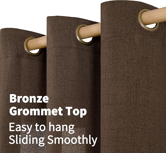 YoungsTex Brown Linen Curtains 90 Inches Length - Image 2
