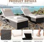GAOMON Chaise Lounge Chairs Set of 2, Outdoor PE Rattan Chaise Lounge Chair - Image 6