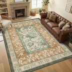GarveeHome Terracotta Olive Sage Green Washable 6x9 Area Rugs, Botanical Grove - Image 3