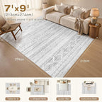 cotiled Boho 7x9 Area Rug for Living Room: Large Moroccan Washable Rug | Solve - Image 8