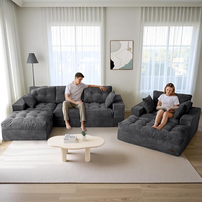 MAXYOYO Sectional Sofa Couch and Chaise Lounge, L Shaped Modern Cloud Couch - Image 8