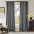 Dark Grey Pleated Thick Linen Blackout Curtains 108 Inches Long by Twodrapes