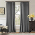 Dark Grey Pleated Thick Linen Blackout Curtains 108 Inches Long by Twodrapes