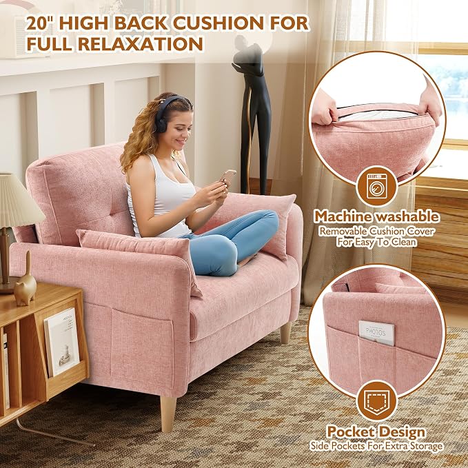 Urhanherry 47" Small Sofa Couch - Image 4