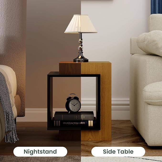 POVISON Minimalist Side Table, 17.71" Wood End Table - Image 7