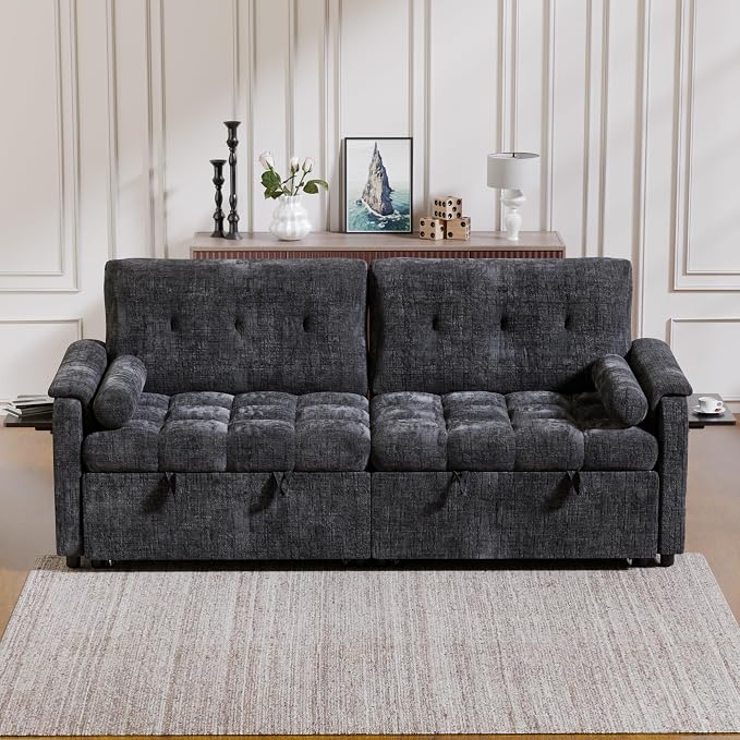 Convertible Sleeper Sofa Bed, 86 Inch Chenille Pull Out Couch - Image 10