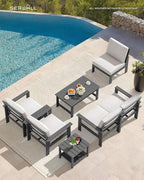 SERWALL HDPE Patio Furniture Set, 7-piece Outdoor Sectional Sofa Set, All - Image 5