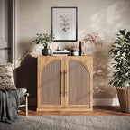 BELLEZE 3 Tier Bookshelf with Double-Arc Door, Modern Bookcase Shelf with by BELLEZE